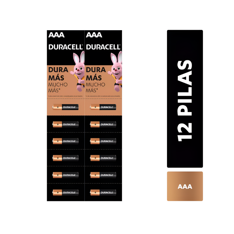 PILA ALCALINA DURACELL AAA PACK 12UND